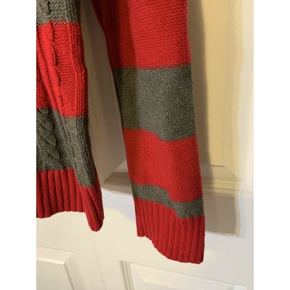 Chaps Red Gray Stripped Sweater Women’s‎ Sz M - Picture 5 of 6